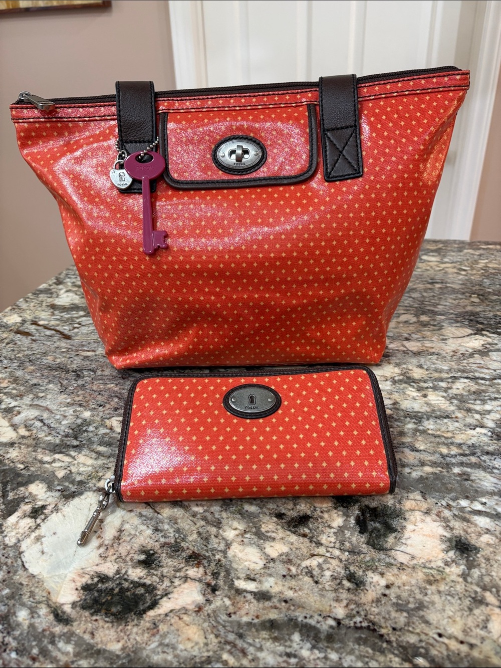 NWOT Fossil Vintage Tote Bag W/ Matching Wallet